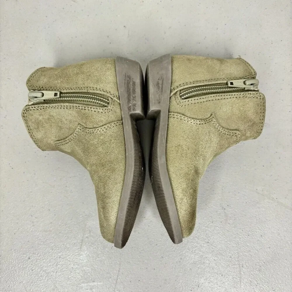 Old Navy Olive Faux Suede Side Zip Western Ankle Bootie Toddler‎ Size 7